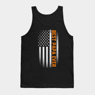 Best Papa Ever Fathers Day Flag USA Tank Top